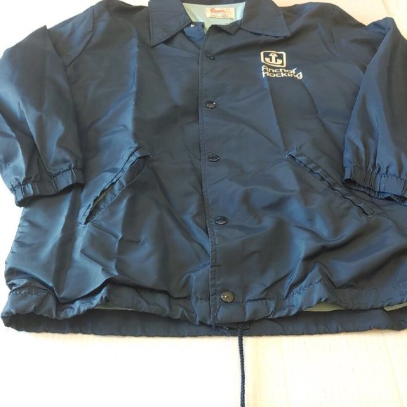 Anchor Hocking Employee Jacket VINTAGE Windbreaker Coat Rennoc USA Blue Small - Picture 7 of 10